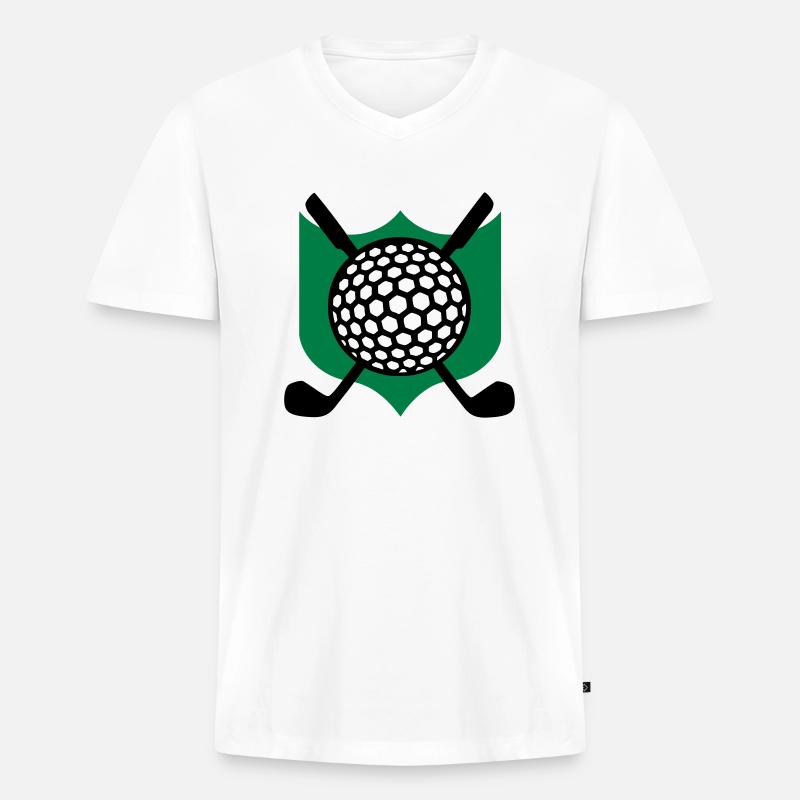 Golf - Männer Premium Bio T-Shirt mit V-Ausschnitt - Weiß