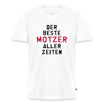 Motzer Motzerin meckern Nörgler Nörglerin motzig - Männer Premium Bio T-Shirt mit V-Ausschnitt - Weiß - Vorne - Nico (187cm)