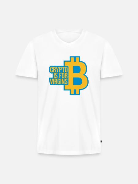 crypto is for virgins - Men's Premium Organic T-shirt with V-neck - white