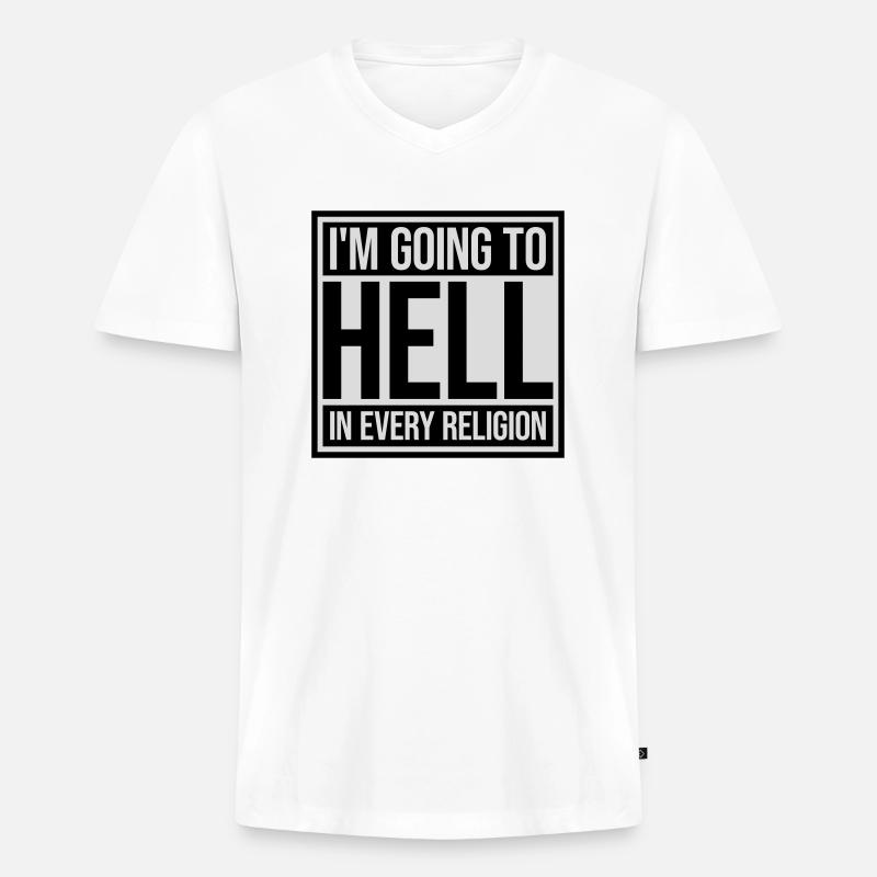 im going to hell - Männer Premium Bio T-Shirt mit V-Ausschnitt - Weiß