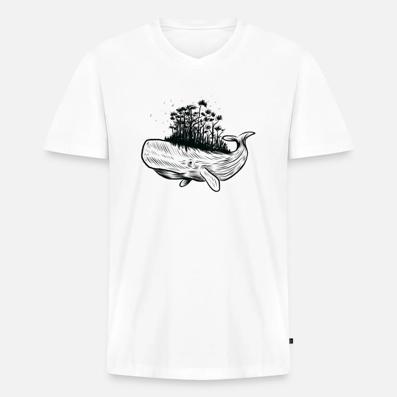 Walwald - Männer Premium Bio T-Shirt mit V-Ausschnitt - Weiß