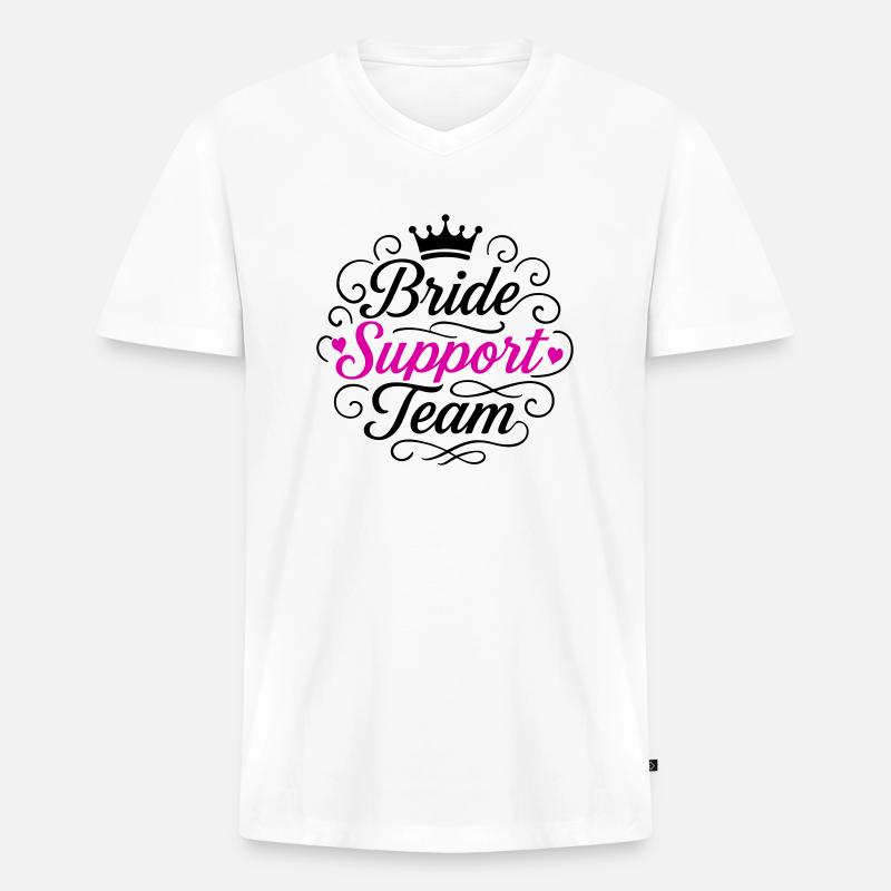 Braut Support Team - Männer Premium Bio T-Shirt mit V-Ausschnitt - Weiß
