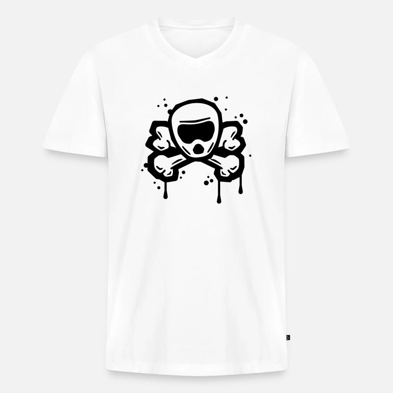 Downhill gekreuzten Knochen - Männer Premium Bio T-Shirt mit V-Ausschnitt - Weiß