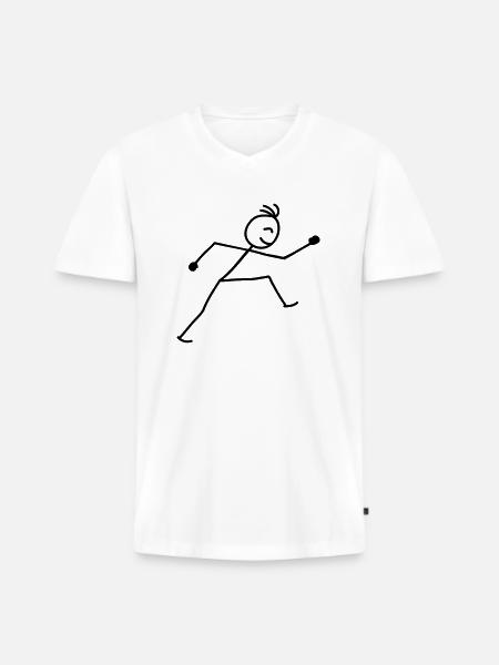 walking_stick_figure_1c - Men's Premium Organic T-shirt with V-neck - white