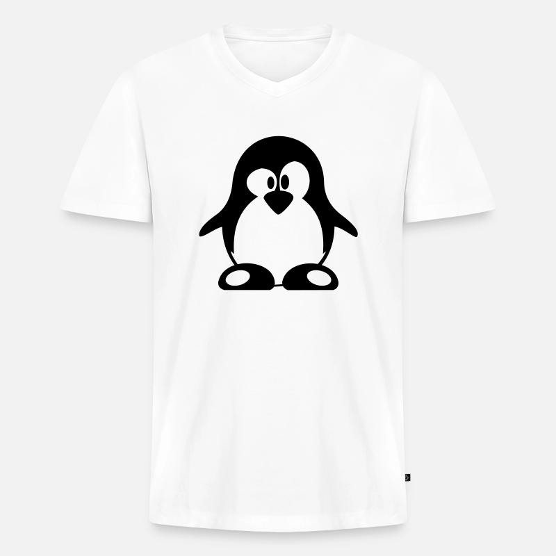 pinguin - Männer Premium Bio T-Shirt mit V-Ausschnitt - Weiß