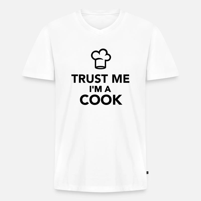 Koch - Männer Premium Bio T-Shirt mit V-Ausschnitt - Weiß