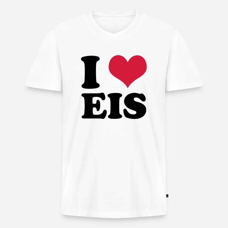 I Love Eis - Männer Premium Bio T-Shirt mit V-Ausschnitt - Weiß
