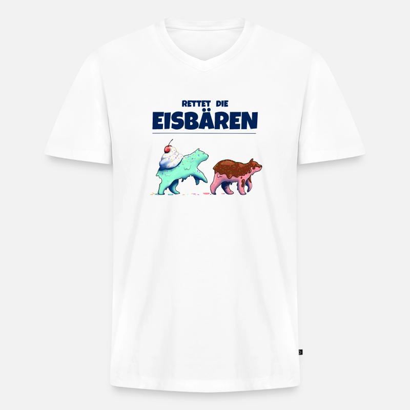 Rettet die Eisbären - Männer Premium Bio T-Shirt mit V-Ausschnitt - Weiß