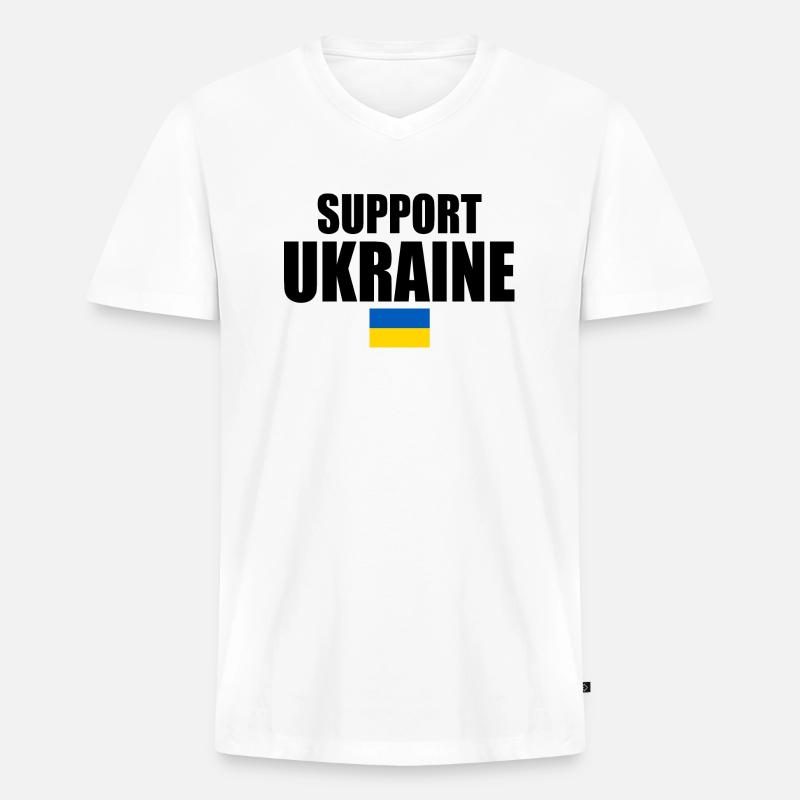 Support ukraine - Männer Premium Bio T-Shirt mit V-Ausschnitt - Weiß
