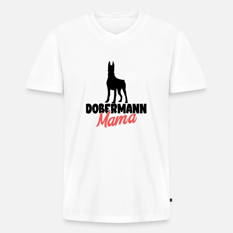 Dobermann - Männer Premium Bio T-Shirt mit V-Ausschnitt - Weiß