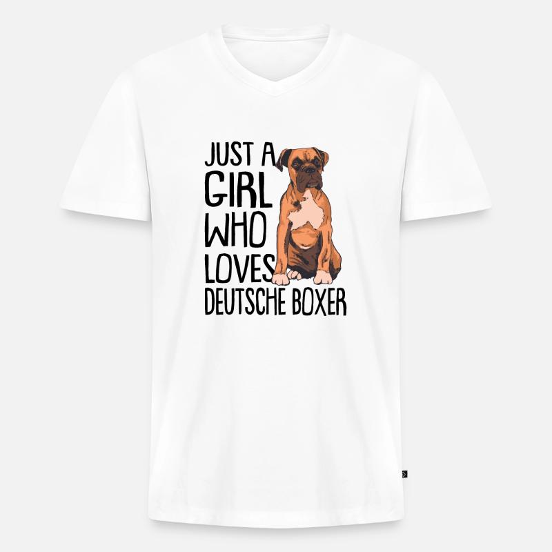 Deutscher Boxer - Männer Premium Bio T-Shirt mit V-Ausschnitt - Weiß
