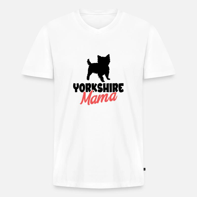 Yorkshire Terrier - Männer Premium Bio T-Shirt mit V-Ausschnitt - Weiß