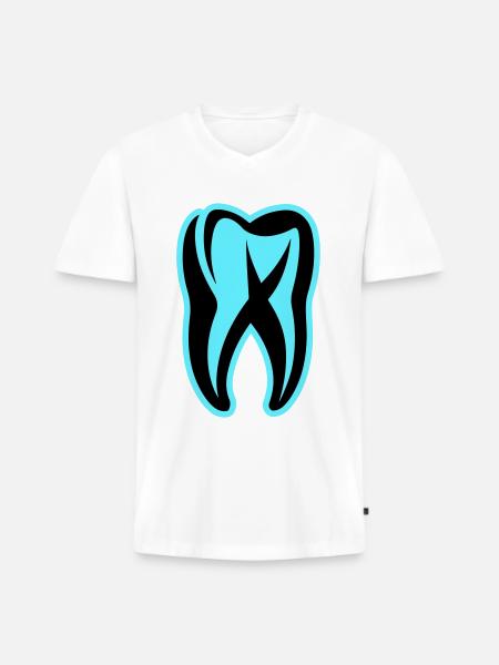 Zahn Symbol Zahnarzt - Männer Premium Bio T-Shirt mit V-Ausschnitt - Weiß
