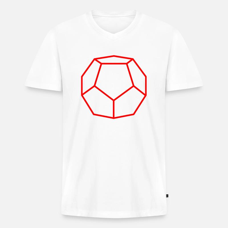 Roter Dodekaeder - Männer Premium Bio T-Shirt mit V-Ausschnitt - Weiß