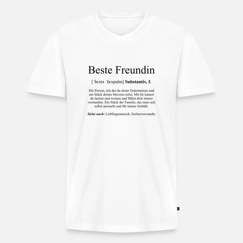 Beste Freundin Definition Dictionary - Männer Premium Bio T-Shirt mit V-Ausschnitt - Weiß