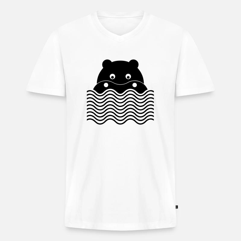 Das Nilpferd - Männer Premium Bio T-Shirt mit V-Ausschnitt - Weiß
