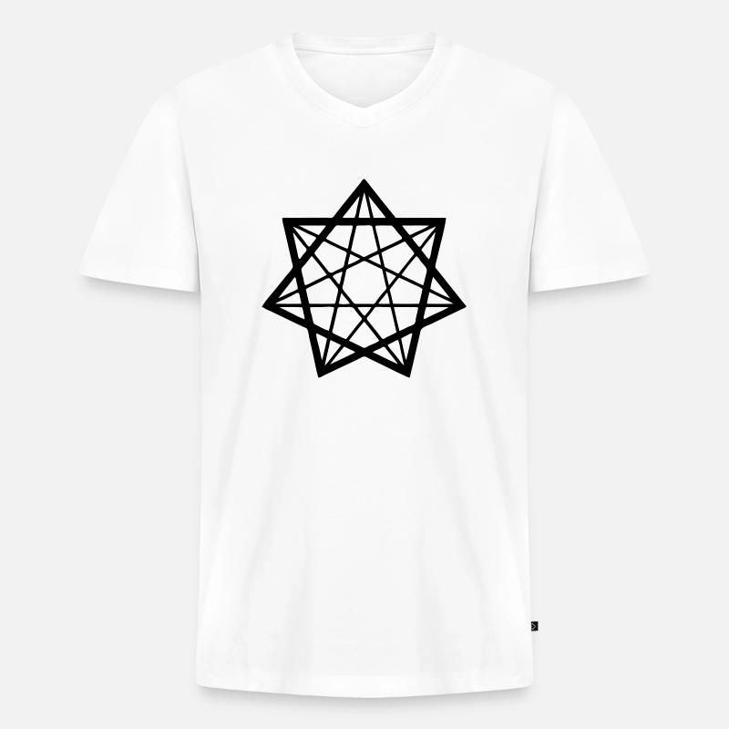 heptagramm - Männer Premium Bio T-Shirt mit V-Ausschnitt - Weiß