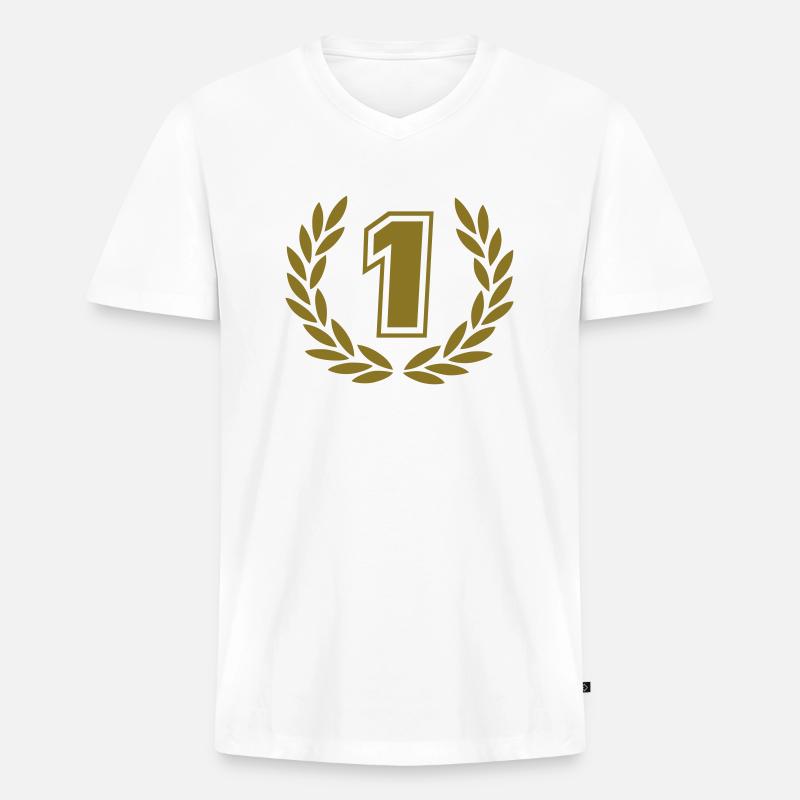 Lorbeerkranz (Sieger) 02 - Männer Premium Bio T-Shirt mit V-Ausschnitt - Weiß