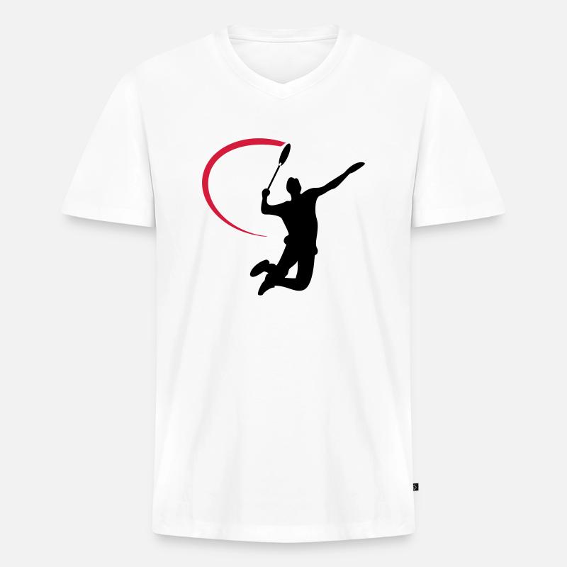 badminton - Männer Premium Bio T-Shirt mit V-Ausschnitt - Weiß
