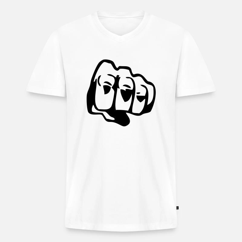 faust - Männer Premium Bio T-Shirt mit V-Ausschnitt - Weiß