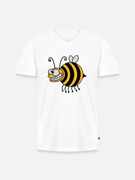 Funny thickness crazy bee - Men's Premium Organic T-shirt with V-neck - white