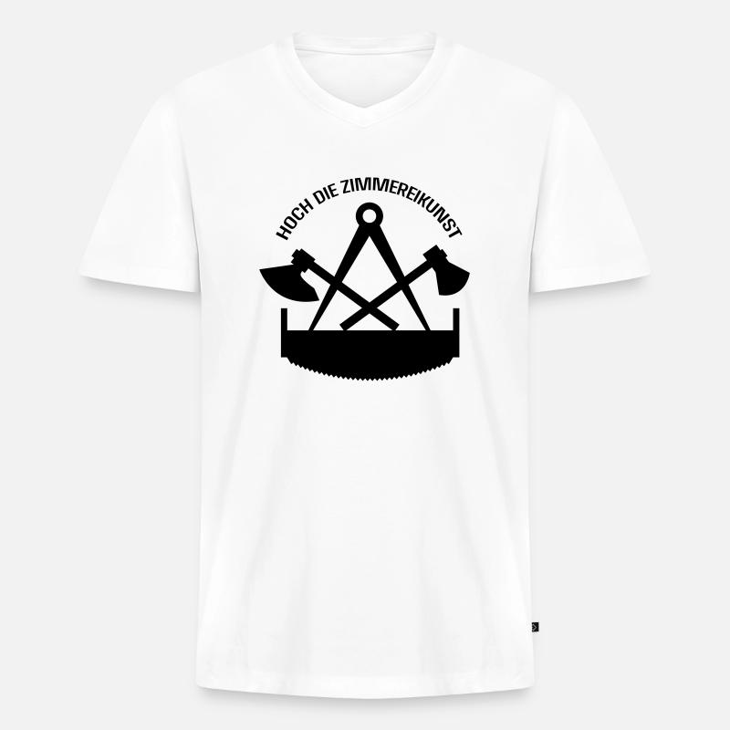 zimmermann - Männer Premium Bio T-Shirt mit V-Ausschnitt - Weiß