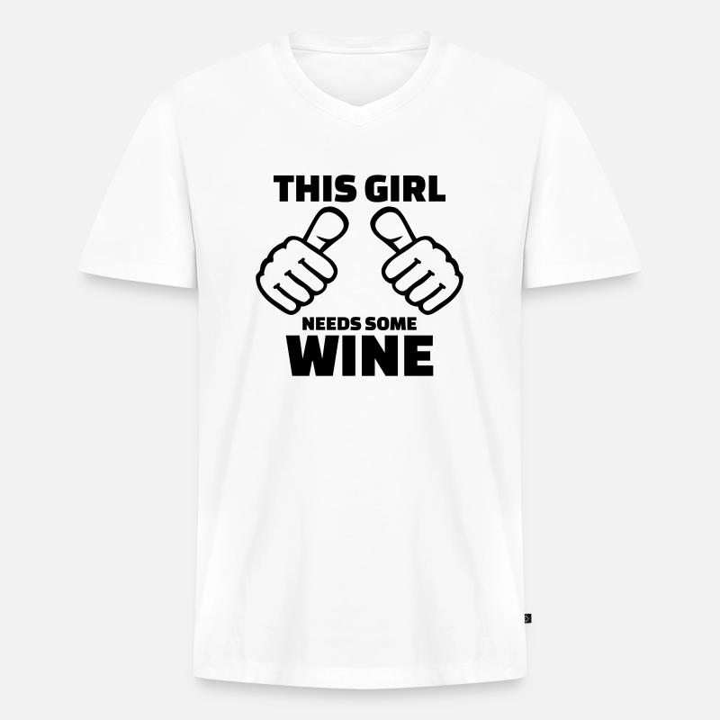Wein - Männer Premium Bio T-Shirt mit V-Ausschnitt - Weiß