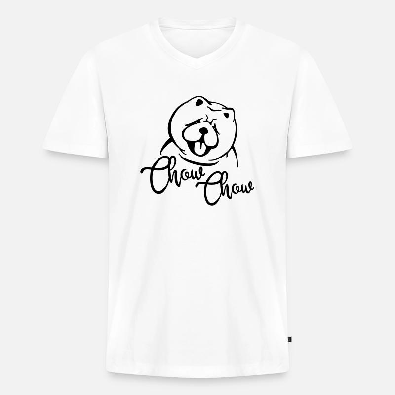 Chow-Chow - Männer Premium Bio T-Shirt mit V-Ausschnitt - Weiß