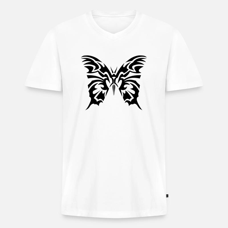 Stammesfalter - Männer Premium Bio T-Shirt mit V-Ausschnitt - Weiß