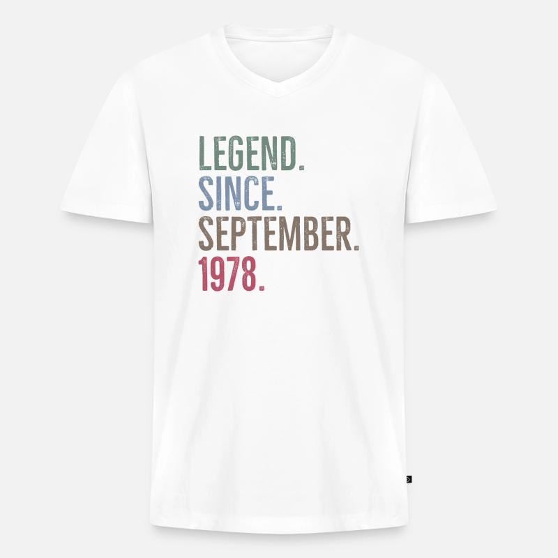 Legende seit September 1978 - Männer Premium Bio T-Shirt mit V-Ausschnitt - Weiß