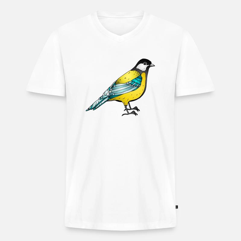 Vogel - Männer Premium Bio T-Shirt mit V-Ausschnitt - Weiß