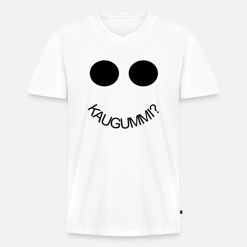 mr kaugummi - Männer Premium Bio T-Shirt mit V-Ausschnitt - Weiß