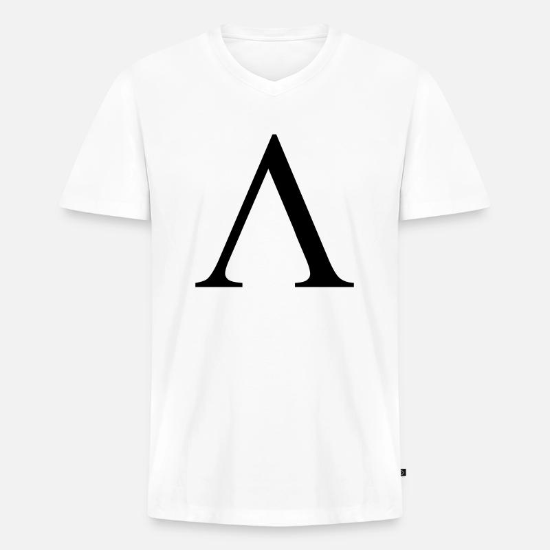 Lambda - Männer Premium Bio T-Shirt mit V-Ausschnitt - Weiß