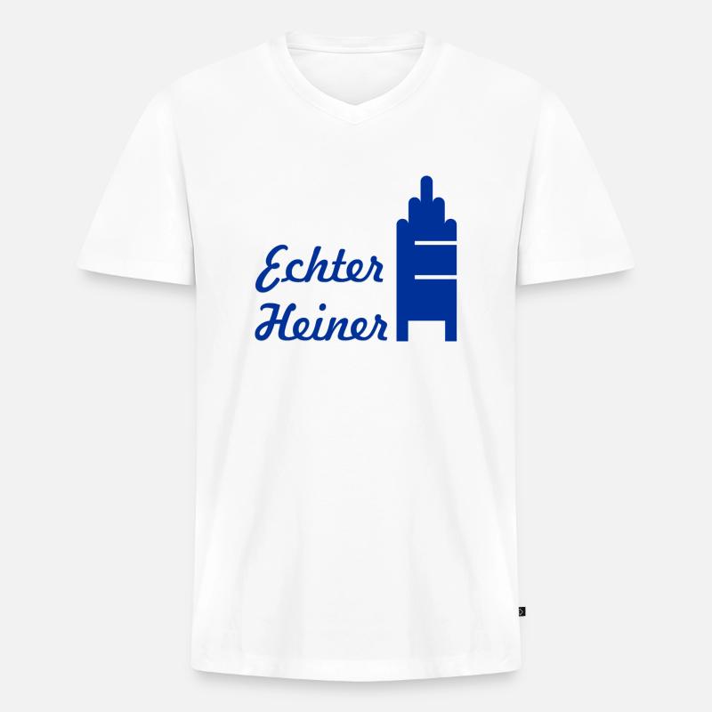 Echter Heiner - Männer Premium Bio T-Shirt mit V-Ausschnitt - Weiß