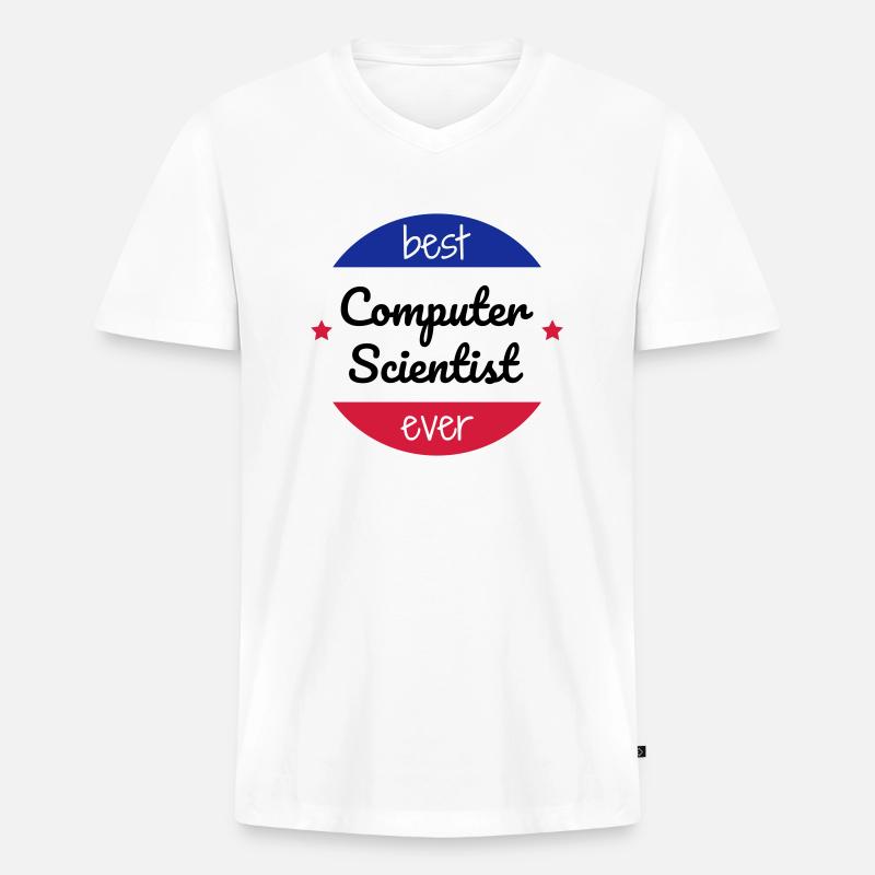 Computer / Informatiker / Aussenseiter / Ingenieur - Männer Premium Bio T-Shirt mit V-Ausschnitt - Weiß