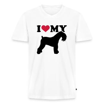 Kerry Blue Terrier - Männer Premium Bio T-Shirt mit V-Ausschnitt - Weiß - Vorne - Nico (187cm)