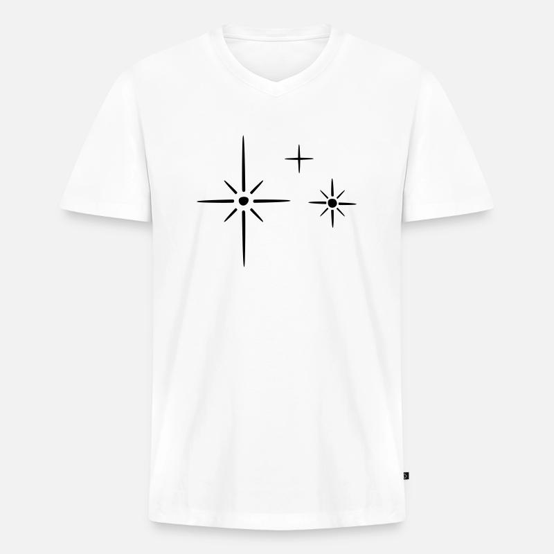 Glitzersternchen Glitzer Sterne Dekor - Männer Premium Bio T-Shirt mit V-Ausschnitt - Weiß