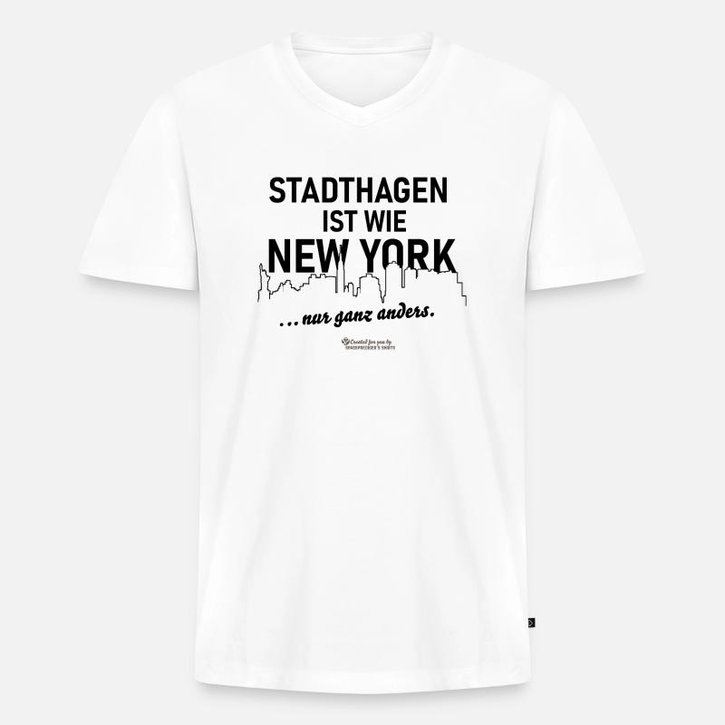 Stadthagen - Männer Premium Bio T-Shirt mit V-Ausschnitt - Weiß