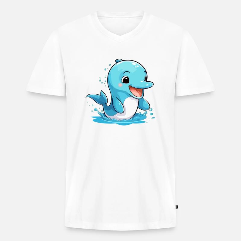 Held der Delfin - Männer Premium Bio T-Shirt mit V-Ausschnitt - Weiß