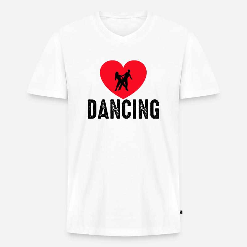 Dancing Dance Music - Männer Premium Bio T-Shirt mit V-Ausschnitt - Weiß