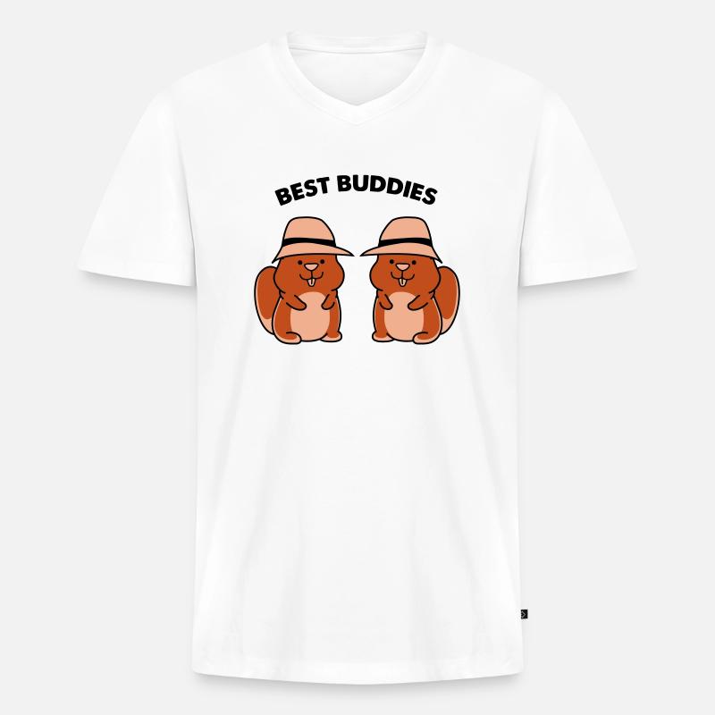 hamster best buddies - Männer Premium Bio T-Shirt mit V-Ausschnitt - Weiß