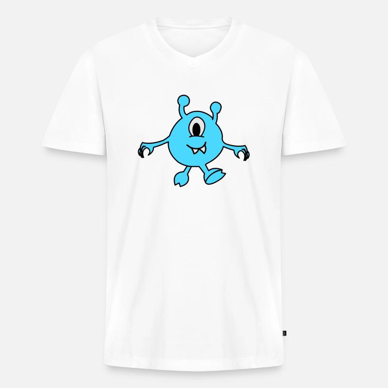 monster alien - Männer Premium Bio T-Shirt mit V-Ausschnitt - Weiß