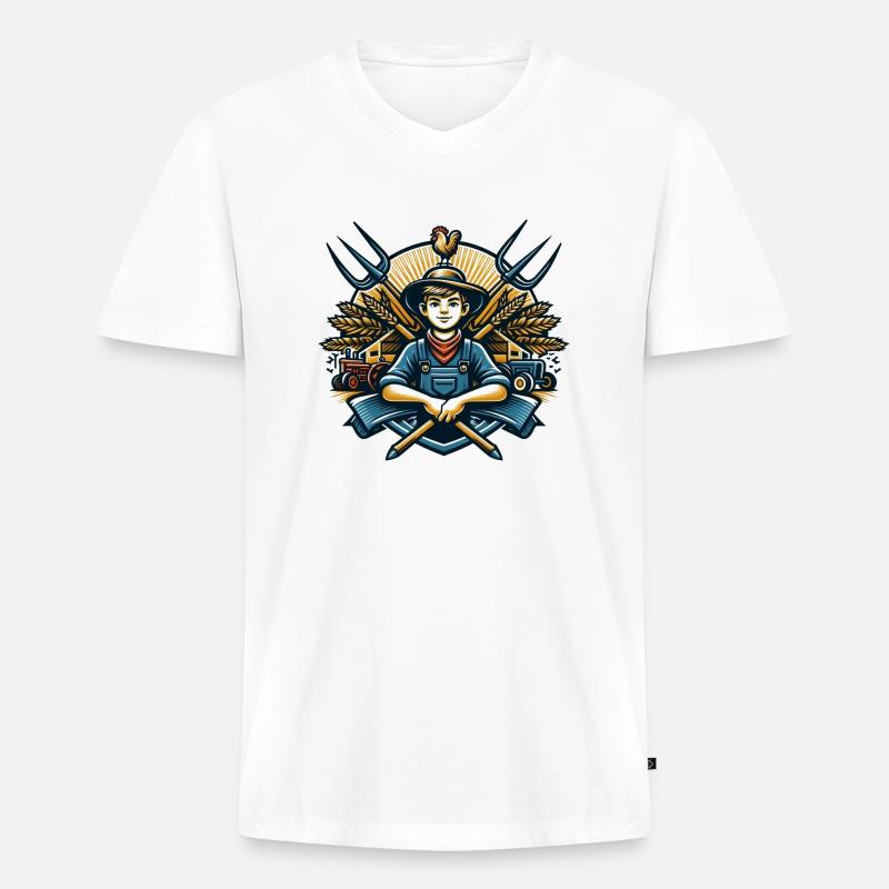 Junge vom Dorf Logo - Männer Premium Bio T-Shirt mit V-Ausschnitt - Weiß
