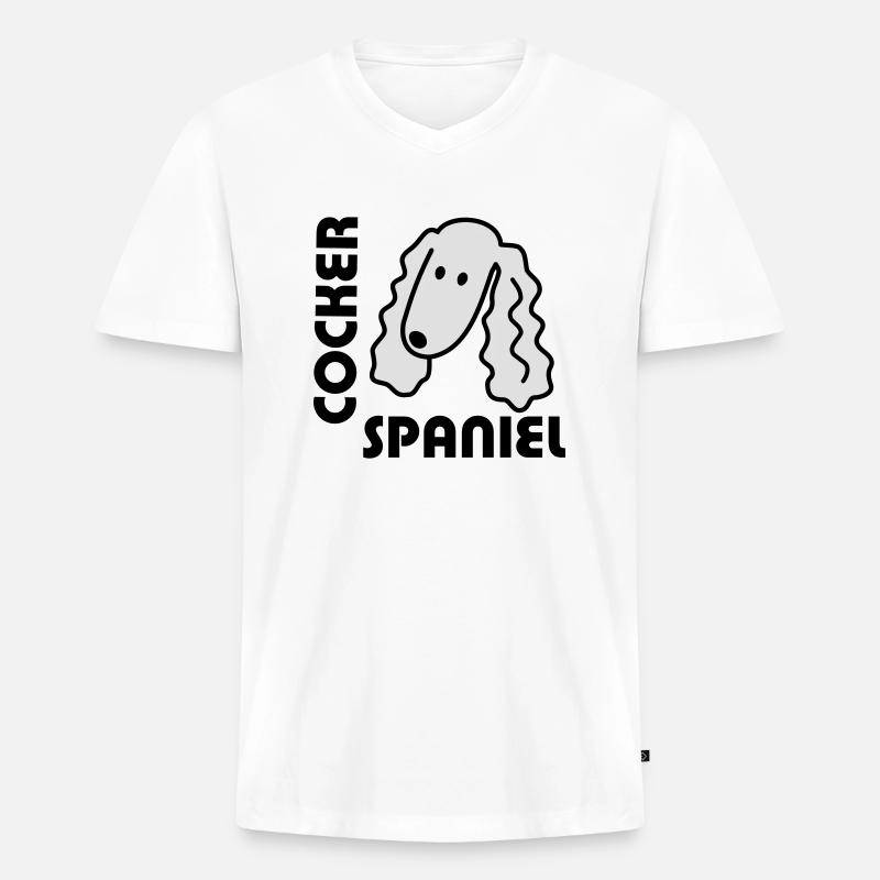 Cocker Spaniel - Männer Premium Bio T-Shirt mit V-Ausschnitt - Weiß