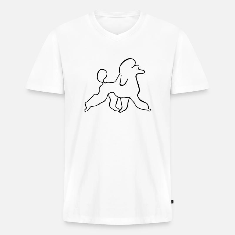 Pudel - Männer Premium Bio T-Shirt mit V-Ausschnitt - Weiß
