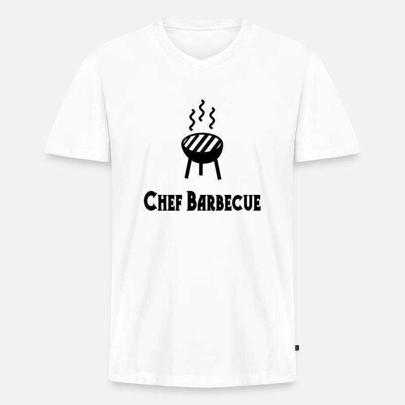 Chef Barbecue - Männer Premium Bio T-Shirt mit V-Ausschnitt - Weiß