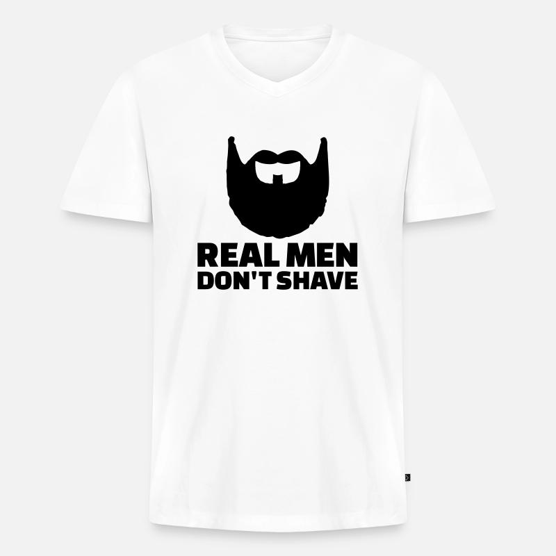 Bart - Männer Premium Bio T-Shirt mit V-Ausschnitt - Weiß
