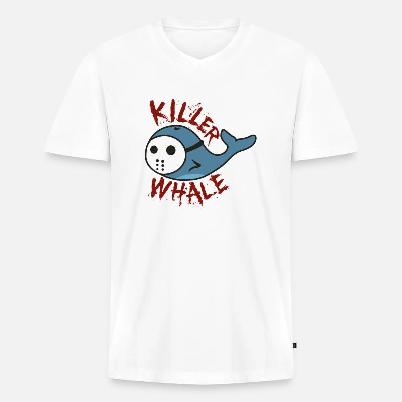 Killer Wal lustige Geschenkidee - Männer Premium Bio T-Shirt mit V-Ausschnitt - Weiß