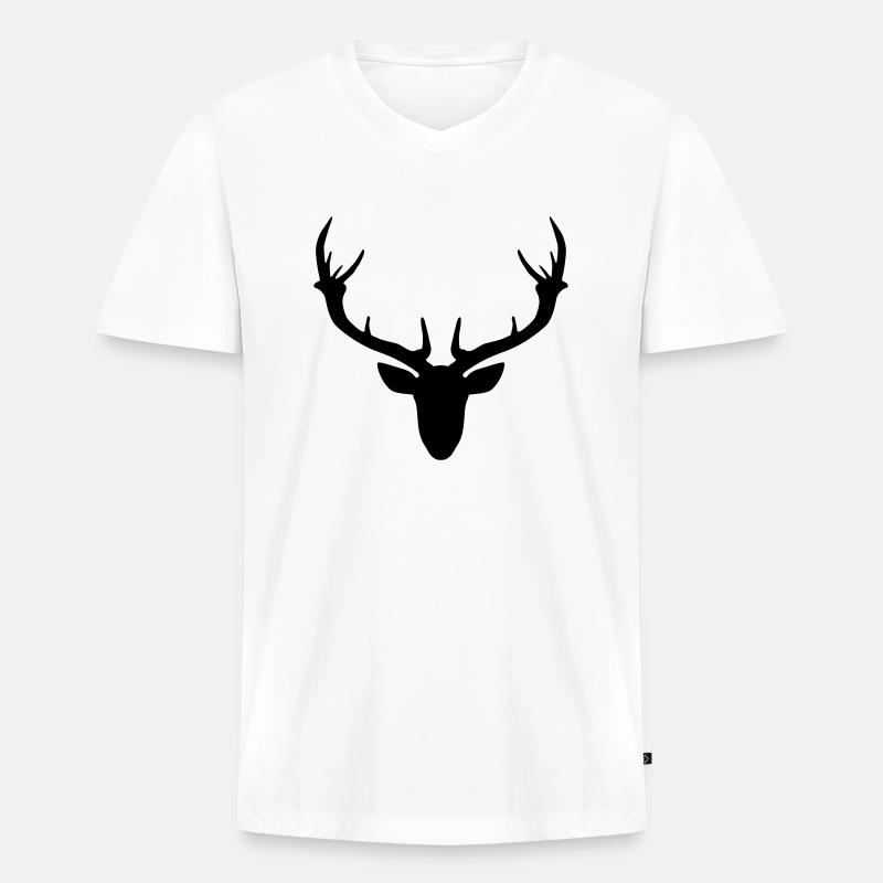 Geweih - Männer Premium Bio T-Shirt mit V-Ausschnitt - Weiß