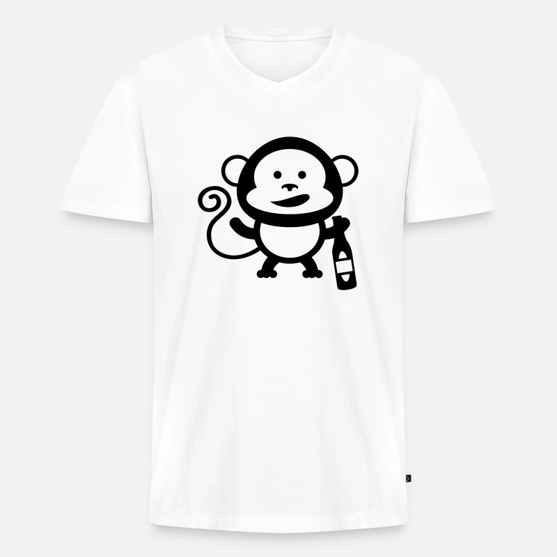 monkey beer comic - Männer Premium Bio T-Shirt mit V-Ausschnitt - Weiß